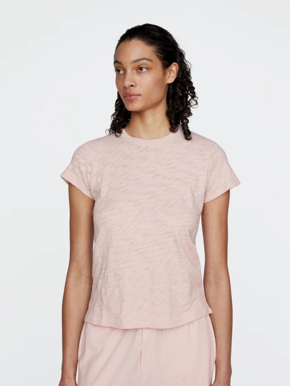 ATM SLUB JERSEY SCHOOLBOY CREW NECK TEE in Faded Rose